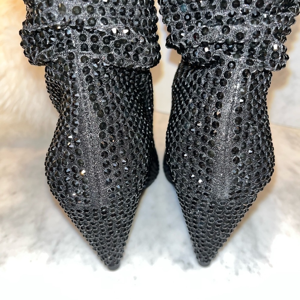 new! INC International Concepts Metallic Black Rhinestone Gerii Boots - Picture 7 of 16